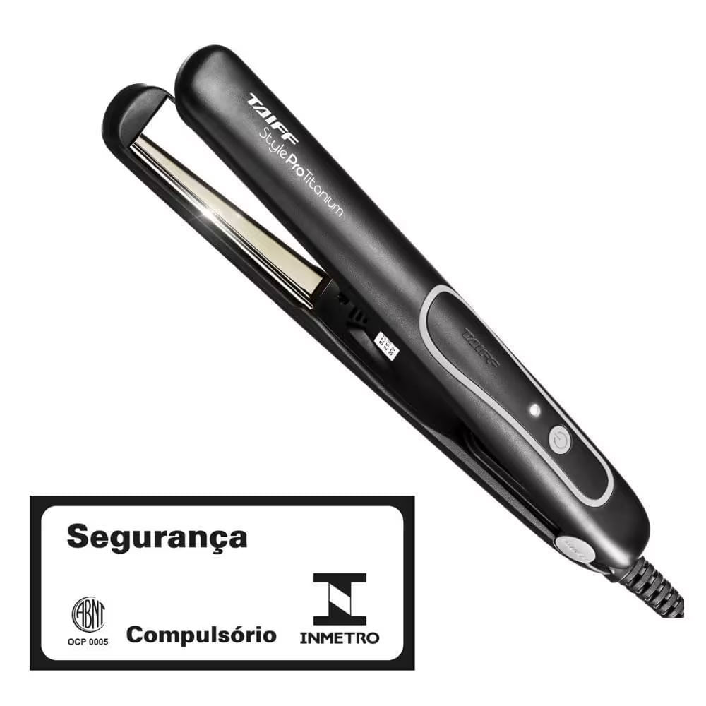 Prancha Taiff Style Pro Titanium 230°C com Cabo Giratório Preto com Prata / Bivolt