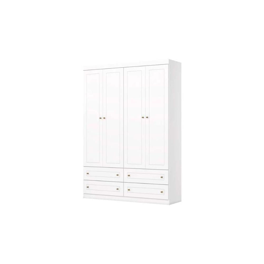 Quarto Infantil Completo Americano 2 Peças (1 G Roupa + 1 Cômoda) Qi59 Branco - Henn