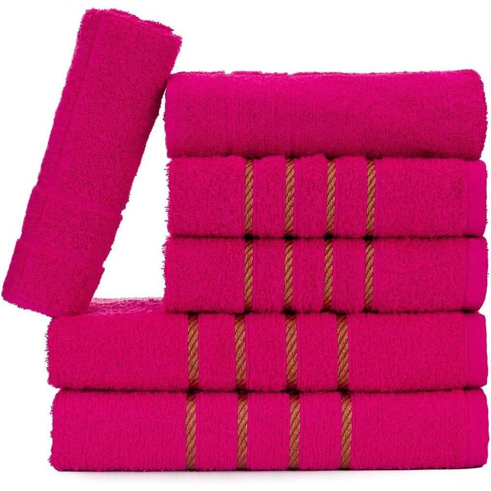 Jogo De Toalha Montreal 2 Banhão + 2 Rosto + 2 Tapete Piso Luxuoso 100% Algodão Rosa Pink