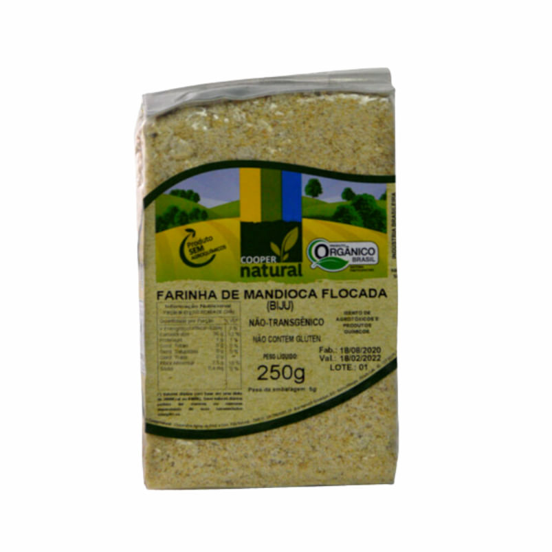 Farinha de Mandioca Flocada (Biju) Orgânica Coopernatural 250g