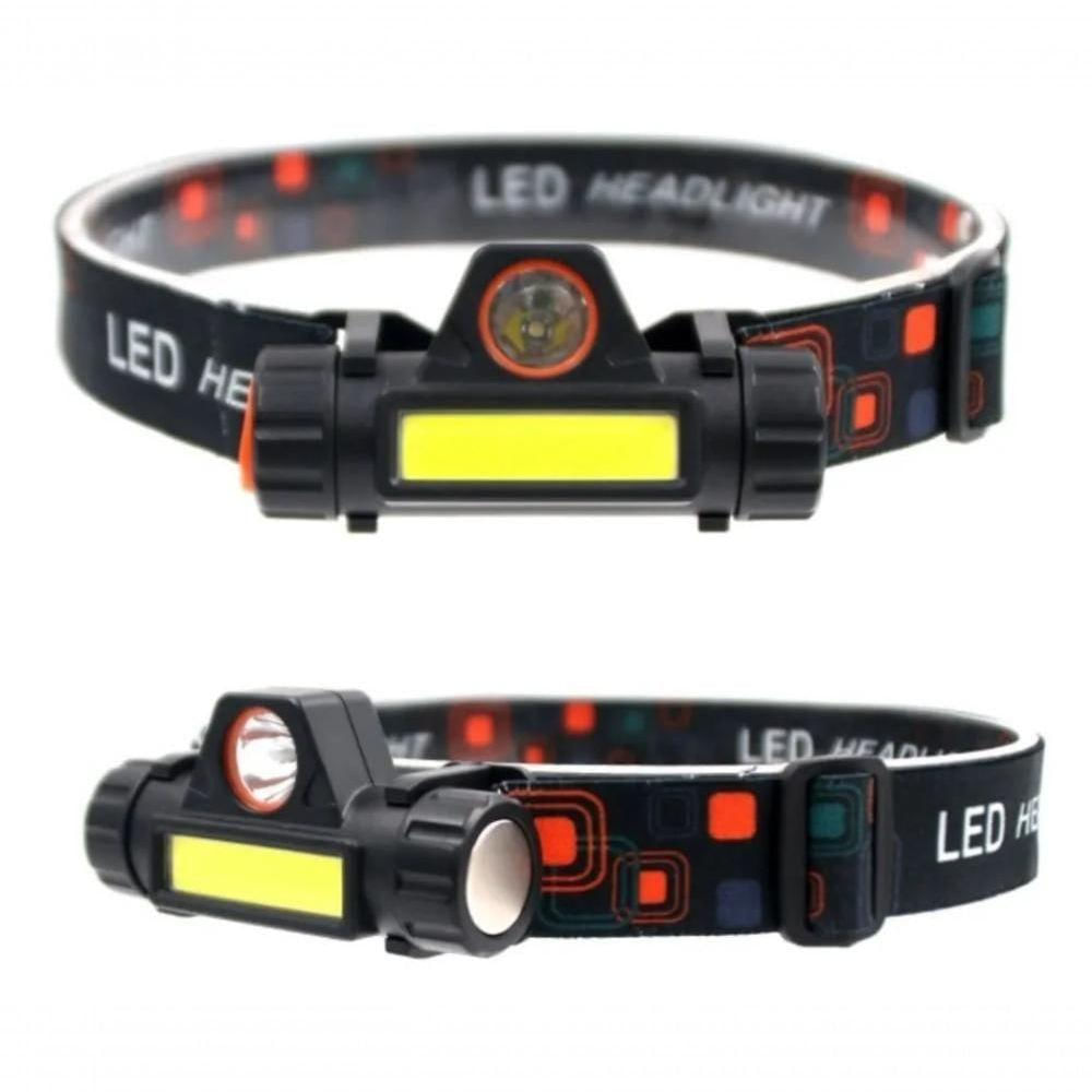 Lanterna De Cabeça Capacete Profissional Led T6 + Led Cob Com Bateria Recarregável Usb