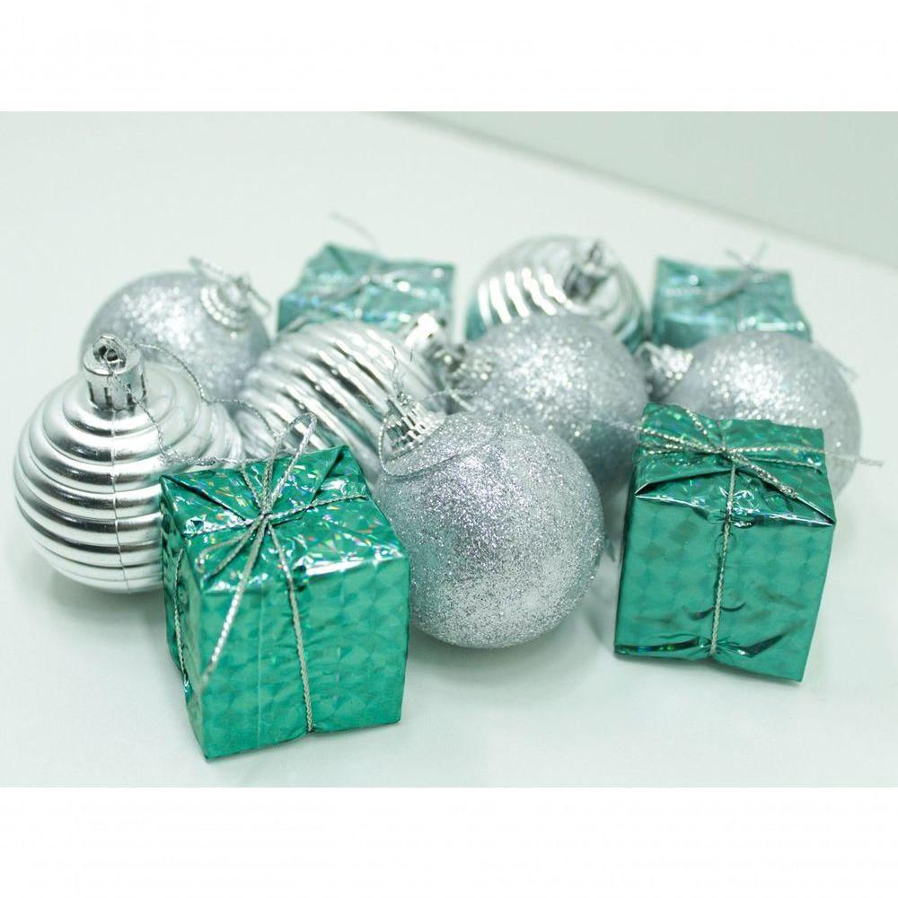 Kit 22 Peças Tubo Natalino Enfeite árvore Natal Verde 5cm