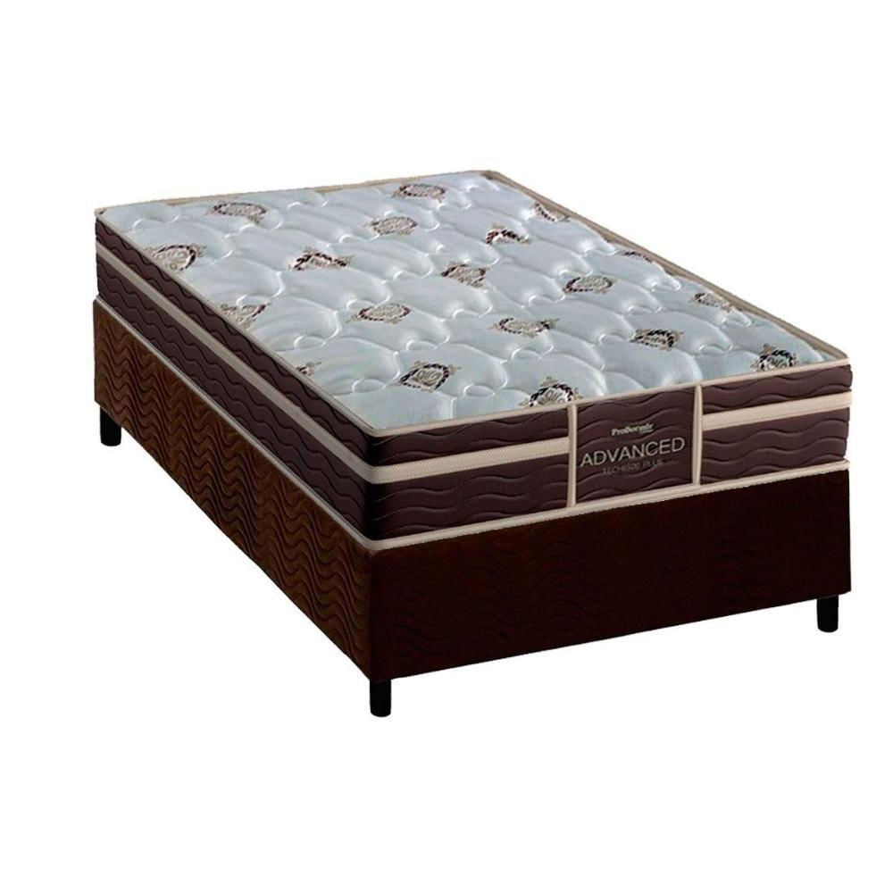 Conjunto Box Solteiro Colchão Anatômico Probel Colchão D33 Firmepedic Prodormir Advanced Tech1500 Plus Brown + Base Crc Suede Brown(78x188)