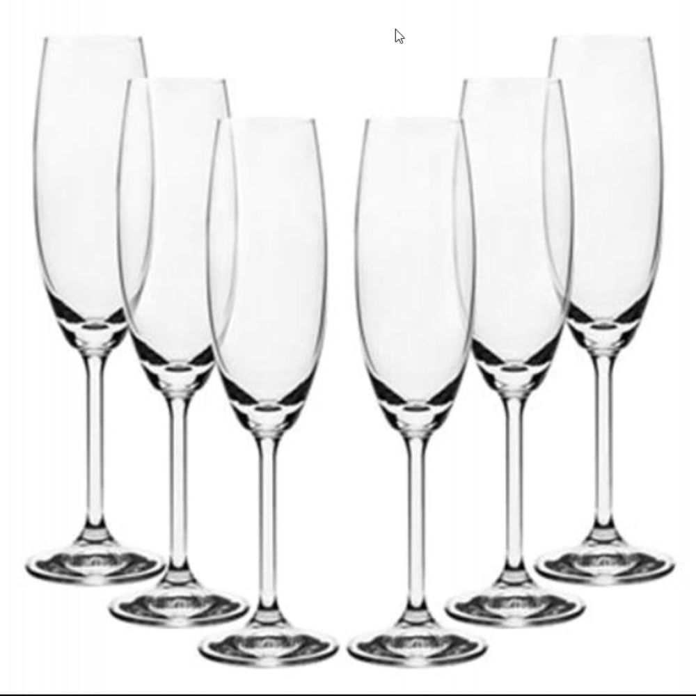 Conjunto de Taças para Champagne Bohemia em Cristal 220 ml - 6 Peças Transparente