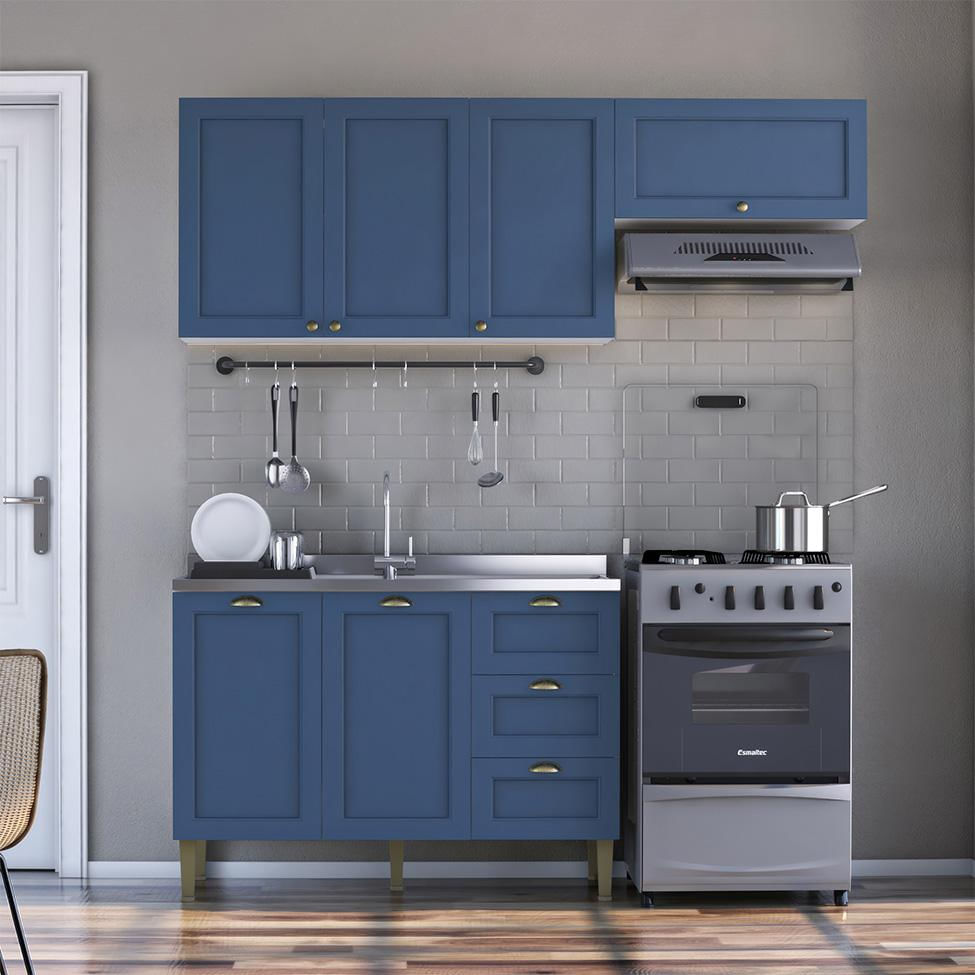 Cozinha Compacta Lavanda 6 PT 3 GV Azul e Branco