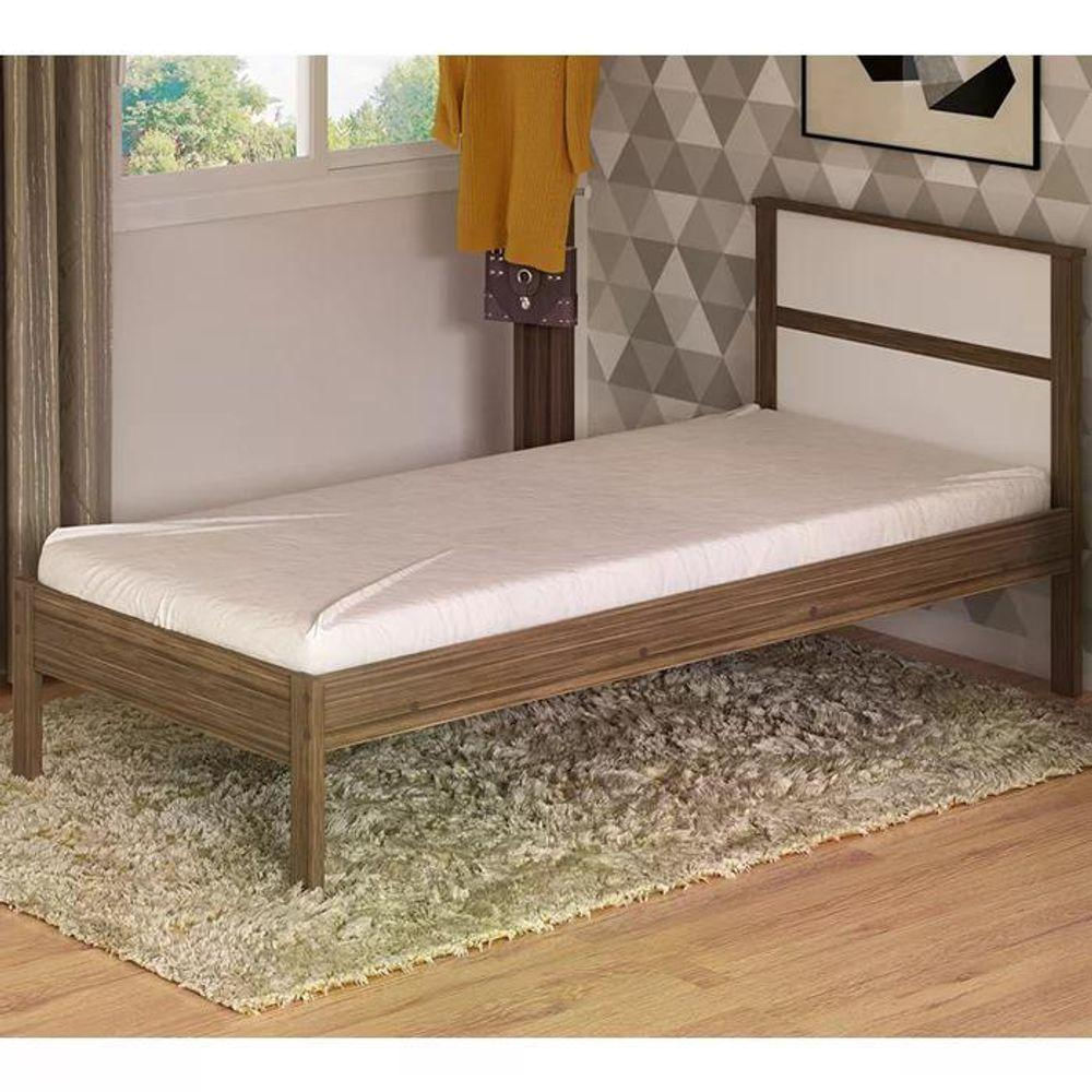 Cama Solteiro Com Auxiliar Cm8004 Cm8008 Qt7 Nogal Branco Tecno Mobili Nogal Branco