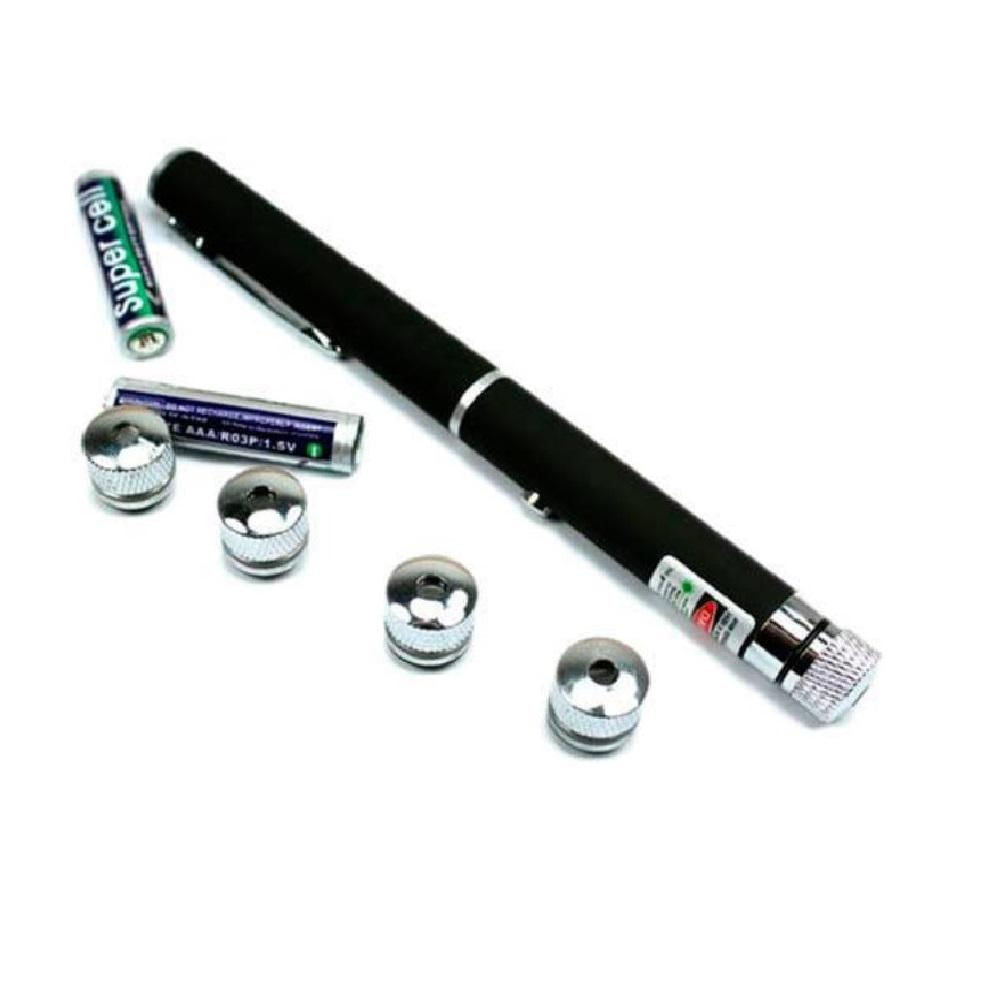 Caneta LASER Verde Pointer 5000mW com 5 Ponteiras de Efeitos