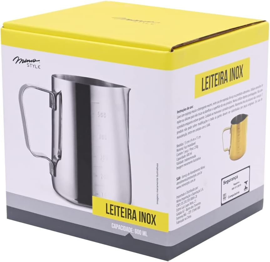 Leiteira Pitcher Espumador Em Aço Inox Black 600 Ml – Mimo Style