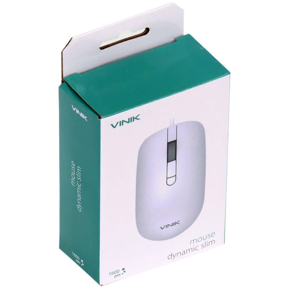 Mouse Usb Dynamic Slim Branco 1600 Dpi Cabo 1,8m - Vinik - Dm126b