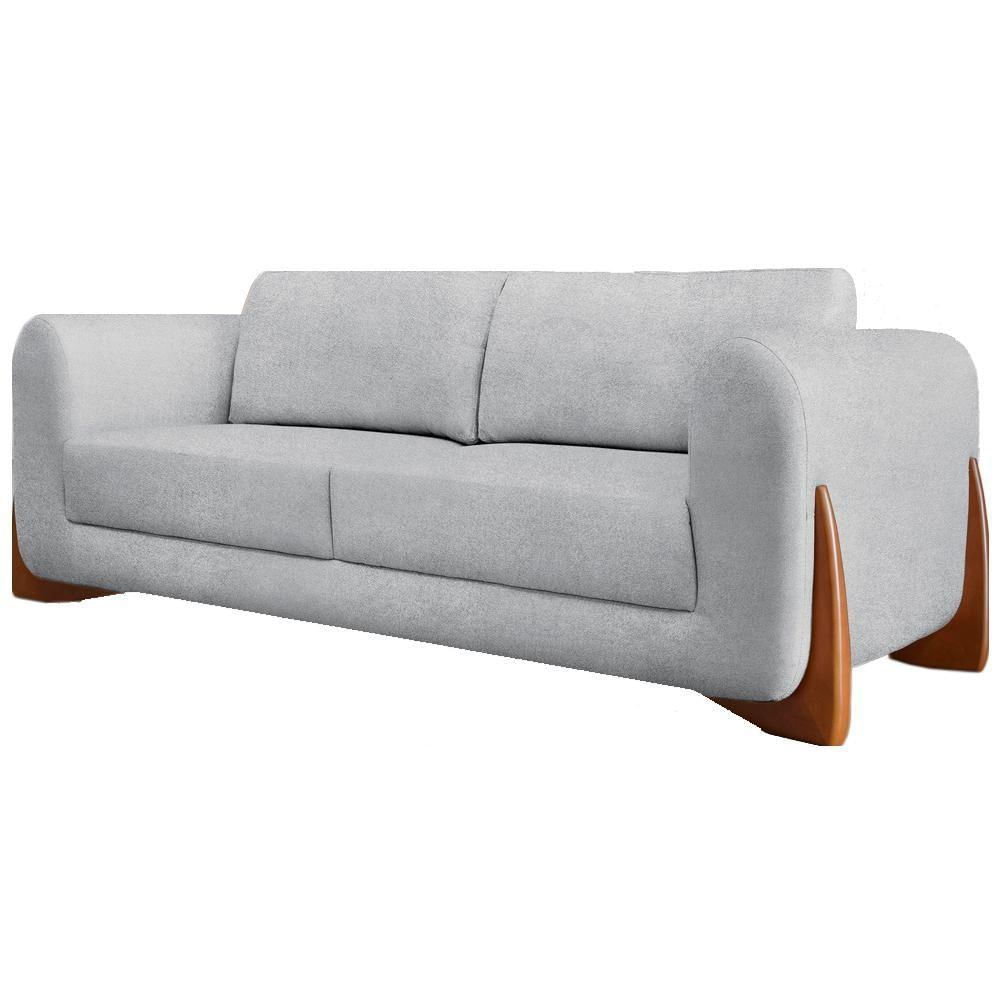 Sofa Jolie 3 Lugares 230cm Pes Boomerang Linho Boucle 3302 Ezz 3302