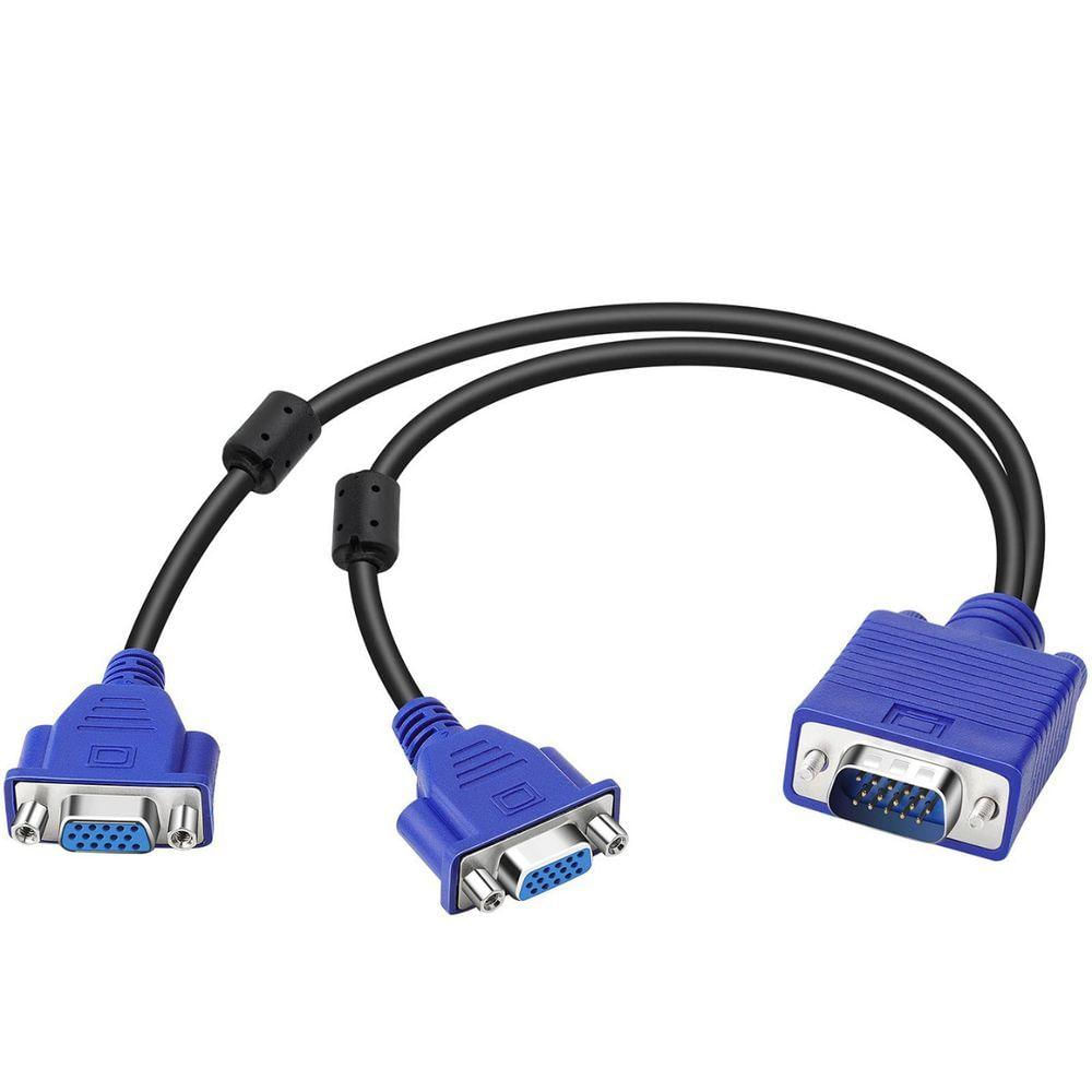 Kit 5 Cabos Adaptador Splitter Duplicador Vga Y 1 Macho X 2 Femeas