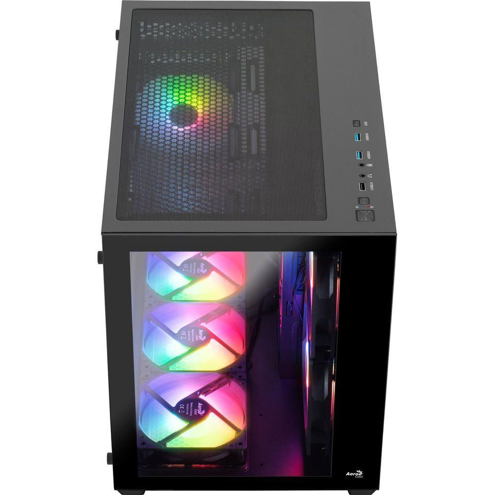 Gabinete Gamer Aerocool Dryft Preto Com 6 Fans Argb Lateral Vidro