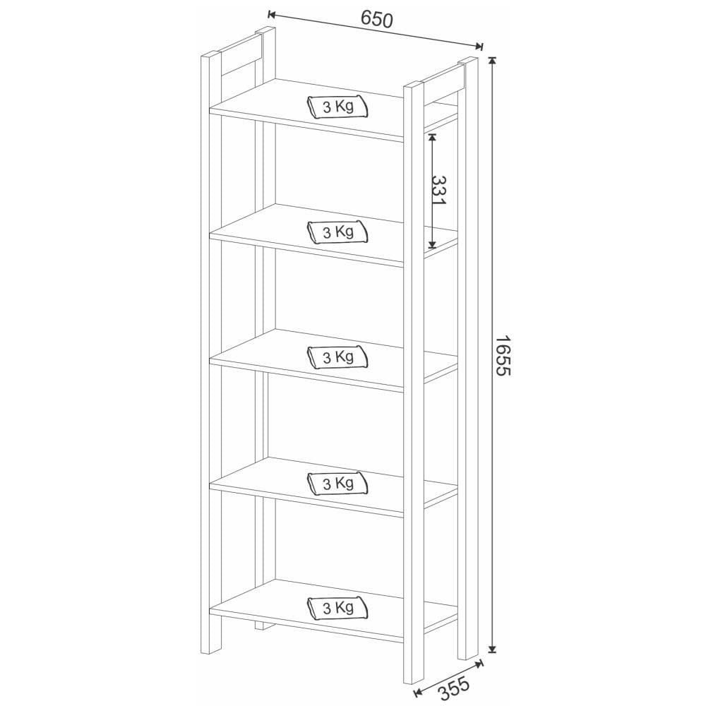 Estante Multiuso AZ1005 Branco/Nogal - Tecno Mobili