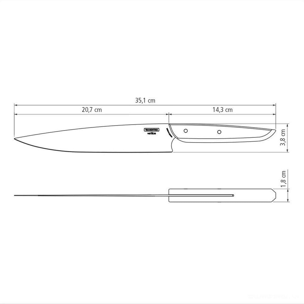 Faca Utility Tramontina Verttice Com Lâmina Em Aço Inox E Cabo De Madeira Natural 8" Tramontina