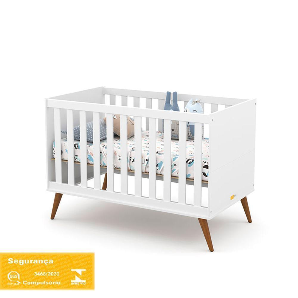 Berço Americano Que Vira Caminha Gold 100% Mdf Branco Soft Com Eco Wood - Matic Móveis