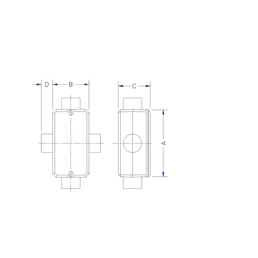 Condulete fixo 1" tipo "X" - sem tampa / rosca BSP / com pintura eletrostática a pó