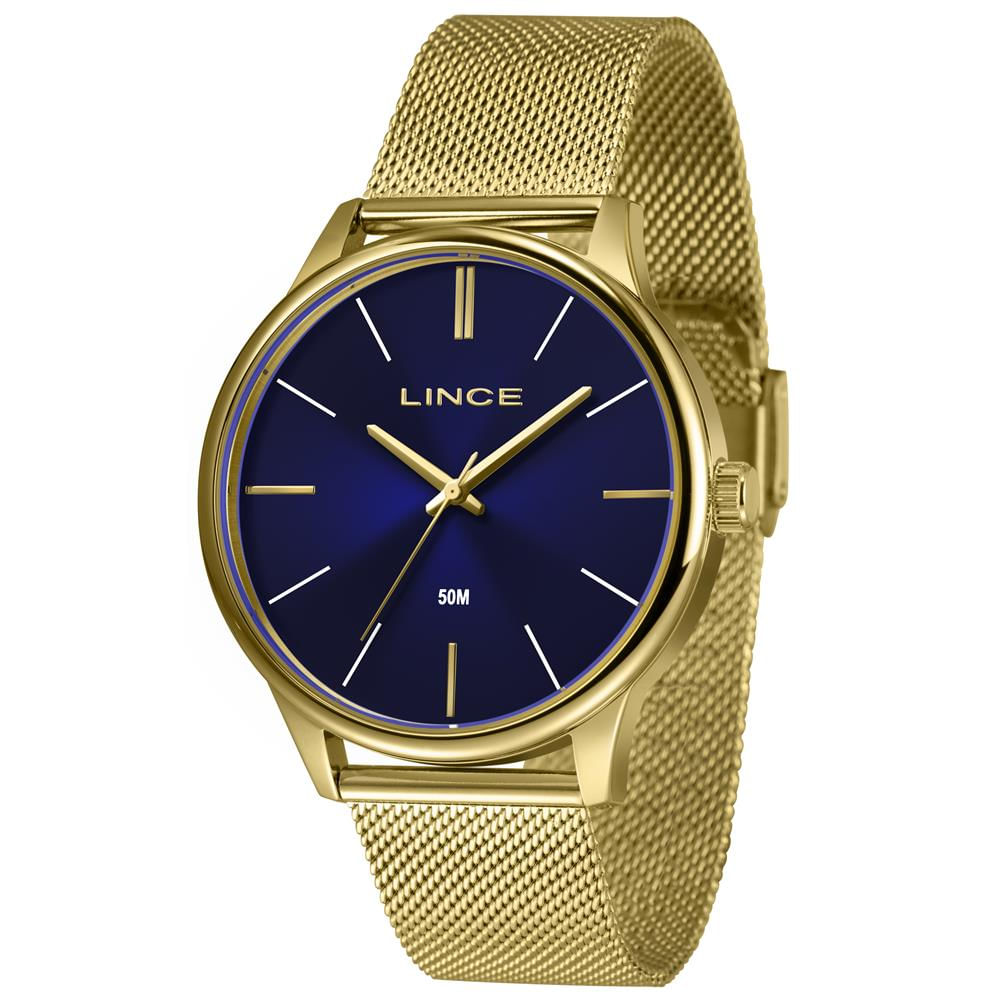 Relógio Lince Masculino Ref: Mrgm019l46 D1kx Casual Mesh Dourado