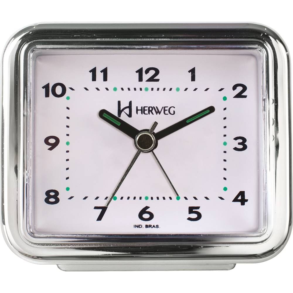 Despertador Quartz Herweg Ref:2642-028 Prateado Retangular