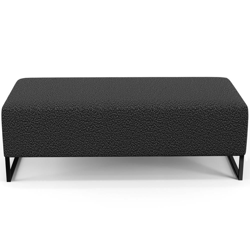 Puff Decorativo Sala De Estar Bali W01 Base Ferro 120x50 Cm Bouclê Preto