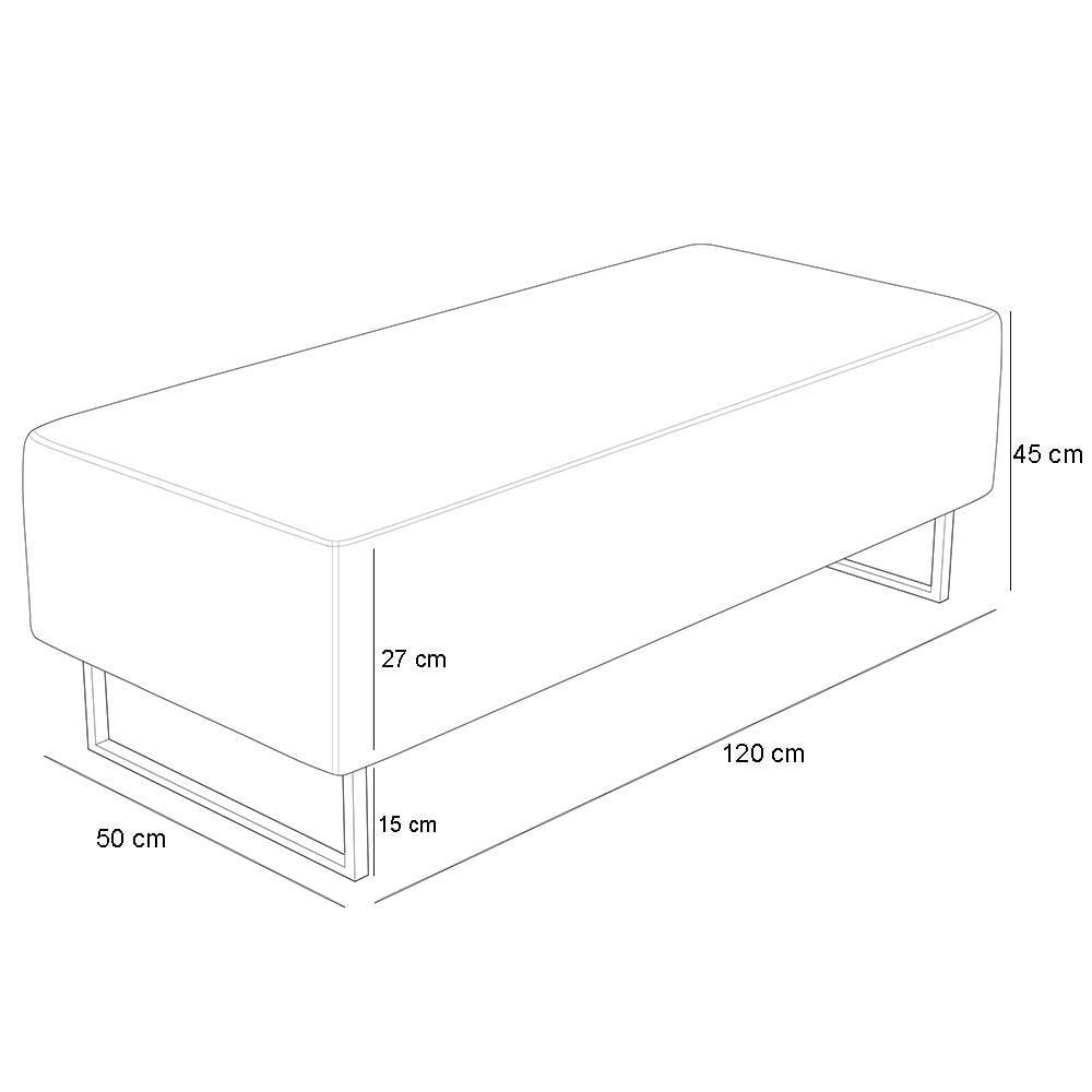 Puff Decorativo Sala De Estar Bali W01 Base Ferro 120x50 Cm Bouclê Preto