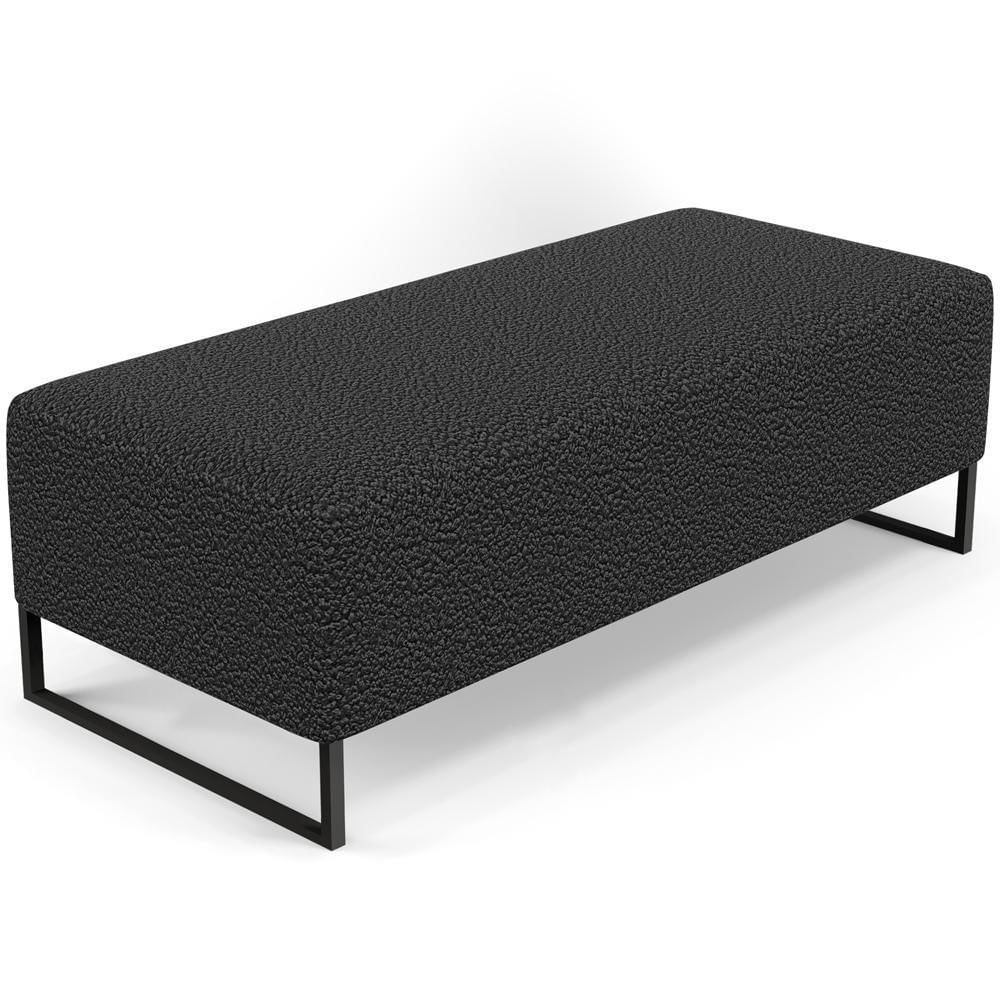 Puff Decorativo Sala De Estar Bali W01 Base Ferro 120x50 Cm Bouclê Preto