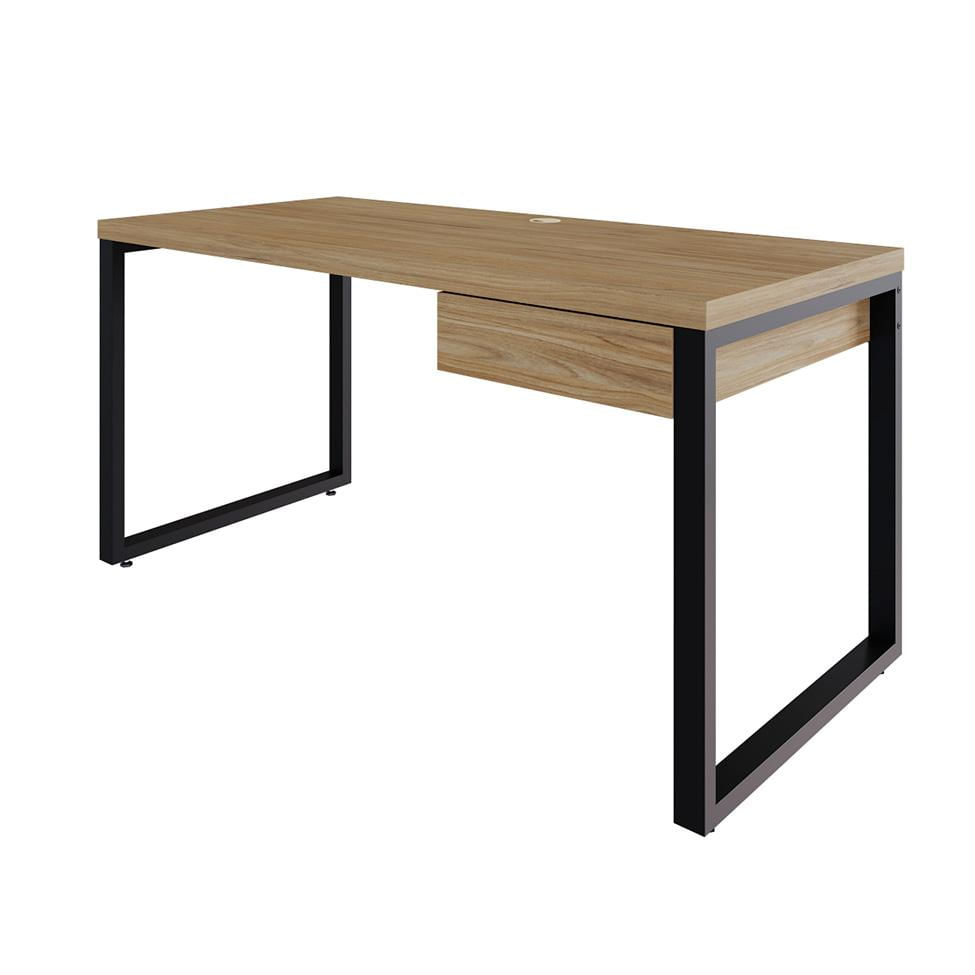 Mesa de Escritório Retangular Miguel 1 GV Vermont e Preta 150 cm