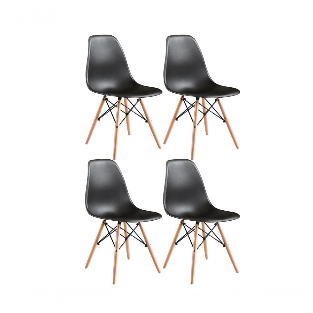 Kit 04 Cadeiras Eames Charles Eiffel - Black Black