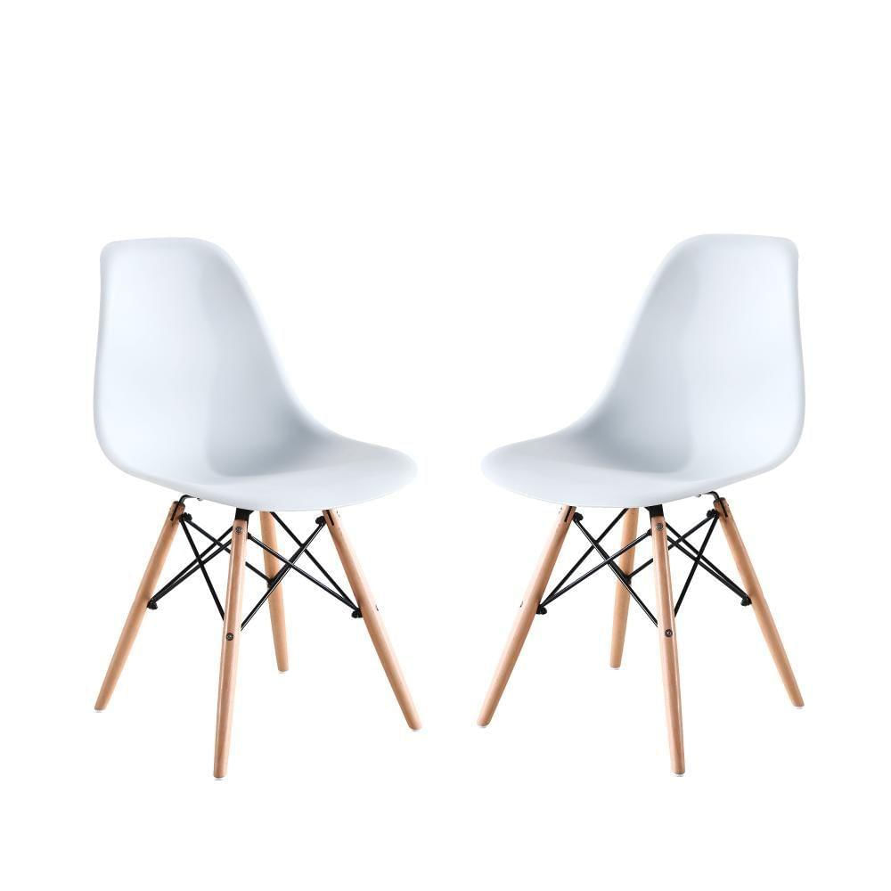 Kit 02 Cadeiras Eames Charles Eiffel - Branco Branco