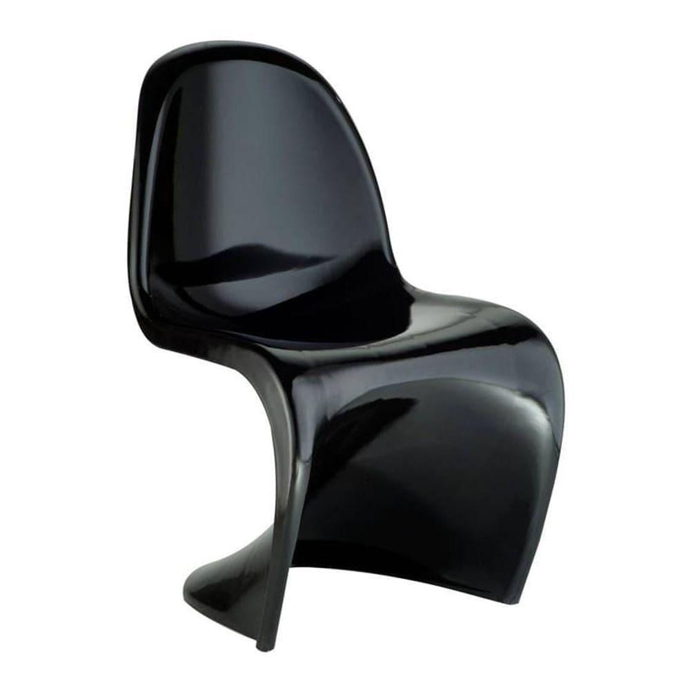 Cadeira Design Panton Curve Alto Brilho Preto Preto