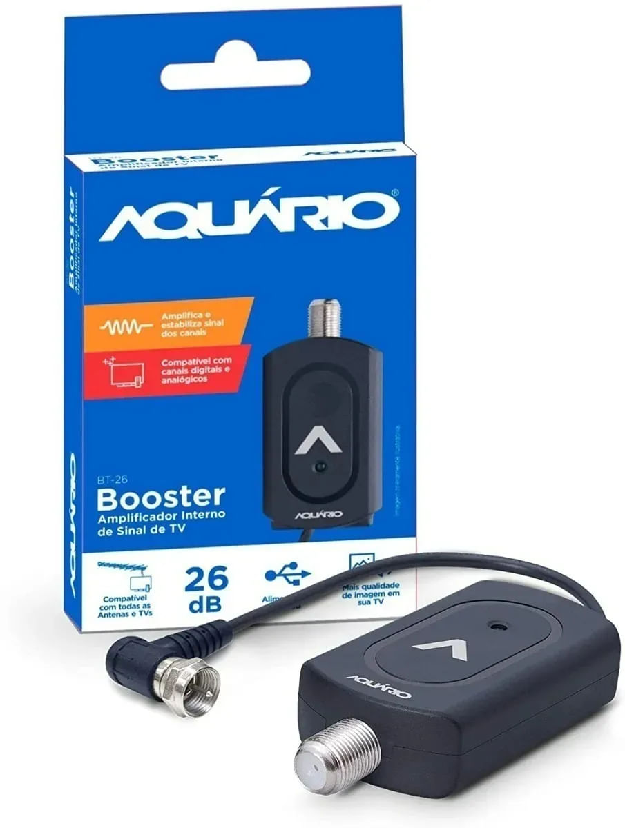 Booster Aquario Amplificador Interno De Sinal Tv Digital Hdtv Uhf Vhf BT-26