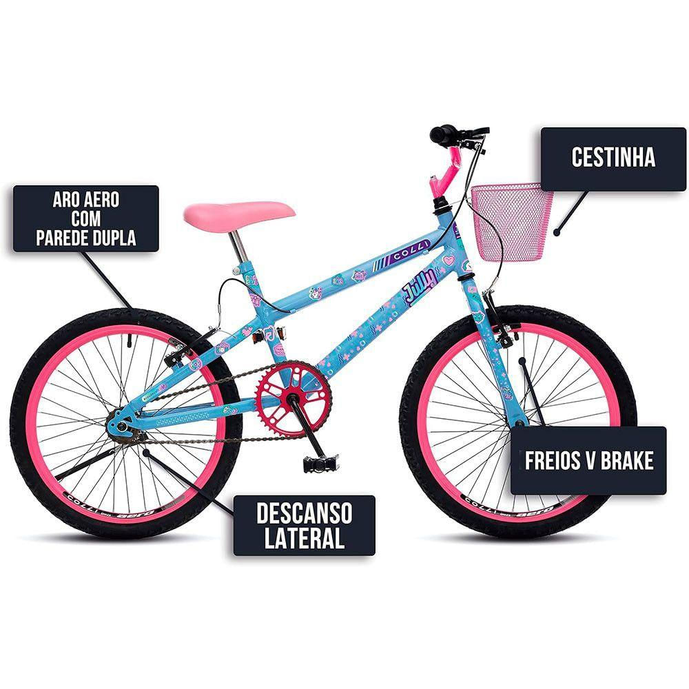 Bicicleta Colli Jully Aro 20 Aero 36 Raias Azul Champanhe