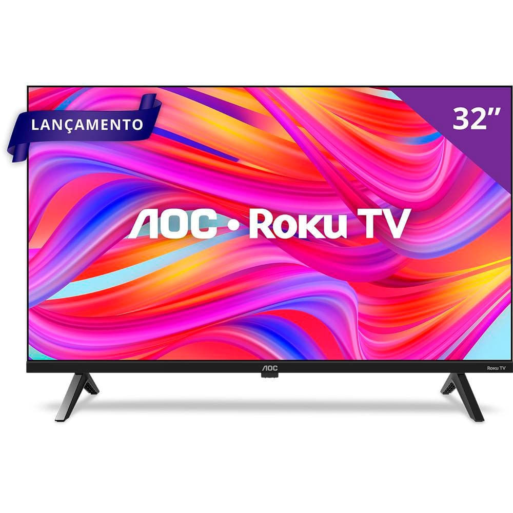 Smart TV 32 HD AOC 32S5045/78G com Roku TV, Comando de Voz, HDMI, USB Wi-Fi e Conversor Digital