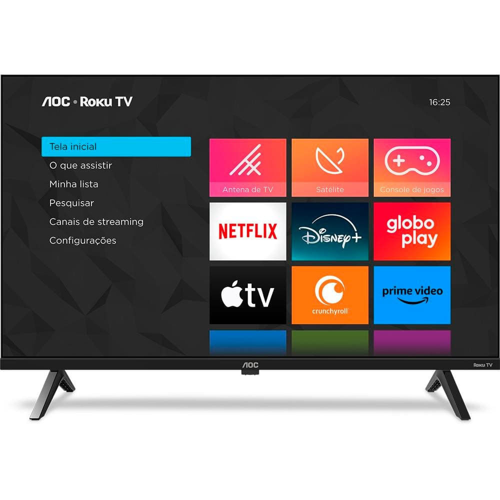 Smart TV 32 HD AOC 32S5045/78G com Roku TV, Comando de Voz, HDMI, USB Wi-Fi e Conversor Digital Preto / Bivolt