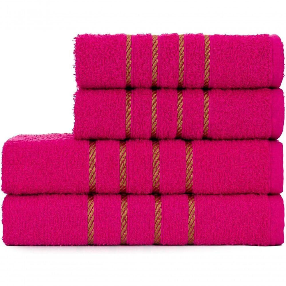 Jogo De Toalha 2 Banho + 2 Rosto Montreal 100% Algodão Alta Absorção Rosa Pink