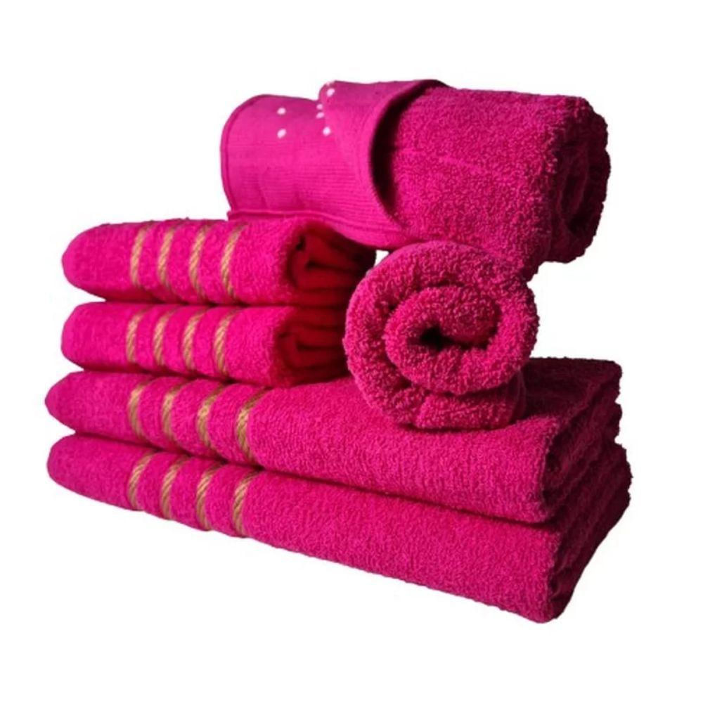 Jogo De Toalha 2 Banho 2 Rosto 2 Pisos Luxo Montreal Rosa