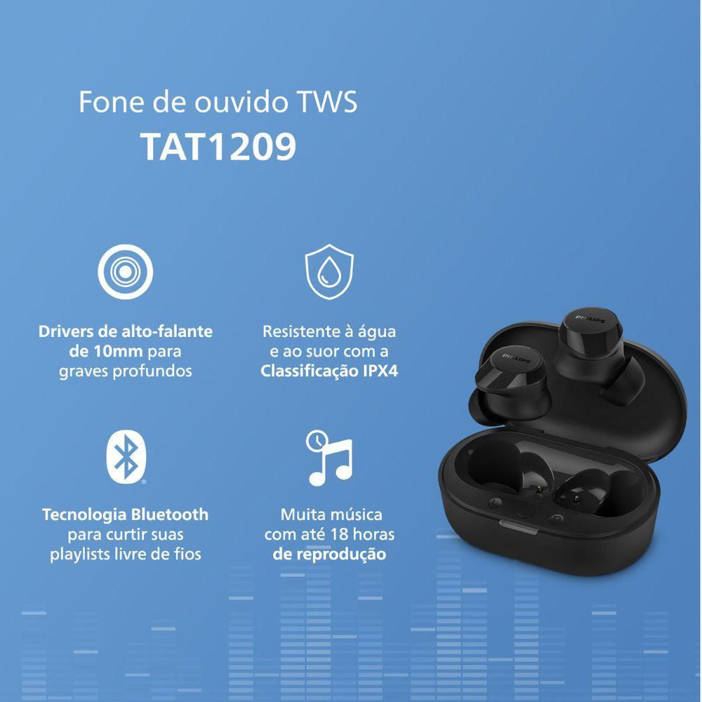 Fone De Ouvido Tws Bluetooth C- Microfone - Tat1209bk