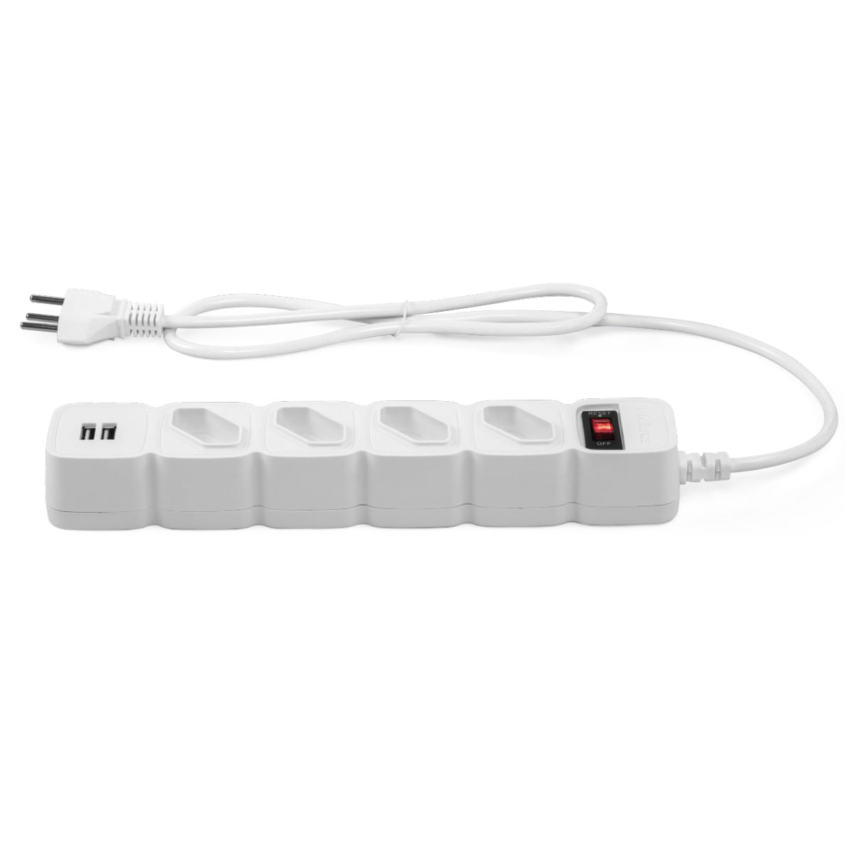 Filtro De Linha Protetor Eletronico Regua Extensão Eletrica EPE 204 USB+ Intelbras 4 Tomadas 2 Usb Bivolt Cabo 3 Metros Branco