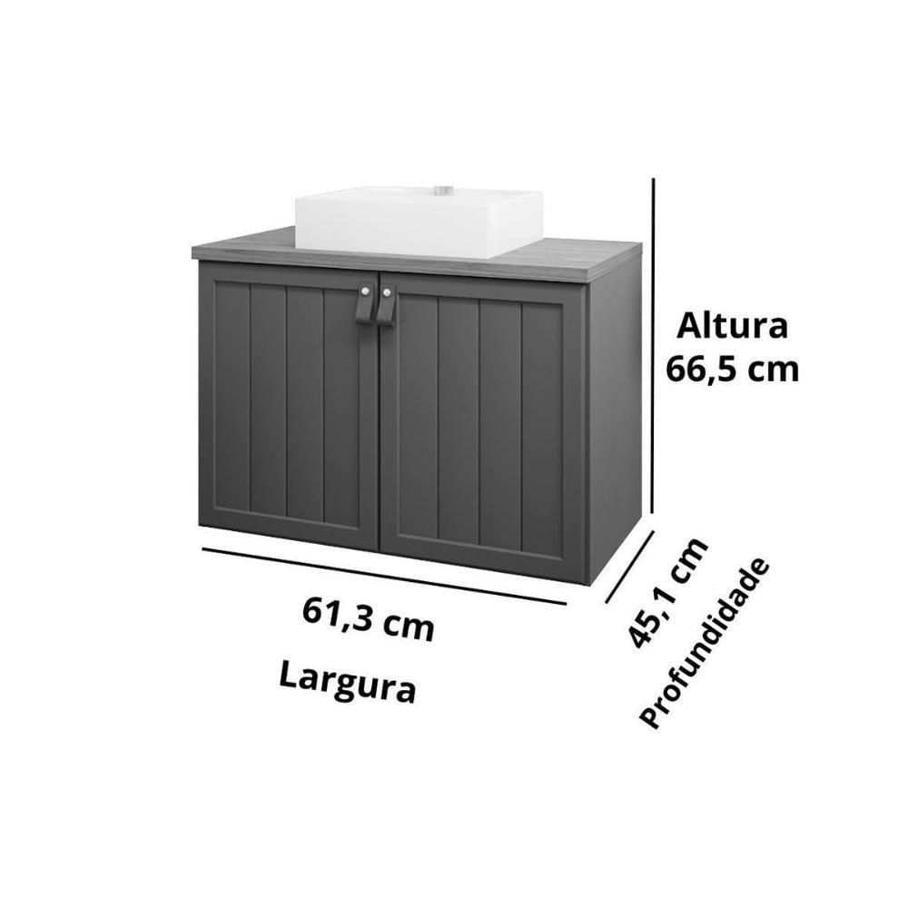 Gabinete De Banheiro Balcão Alure 2 Portas Com Cuba 60cm Cappuccino-freijo - Mgm