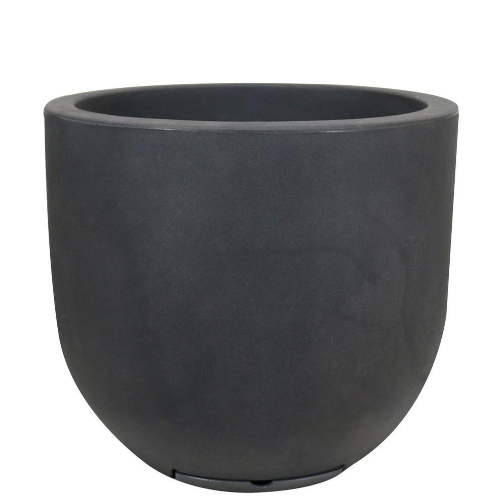 Vaso Decô Fosco 70x64cm Com Prato Incluso Antique Preto