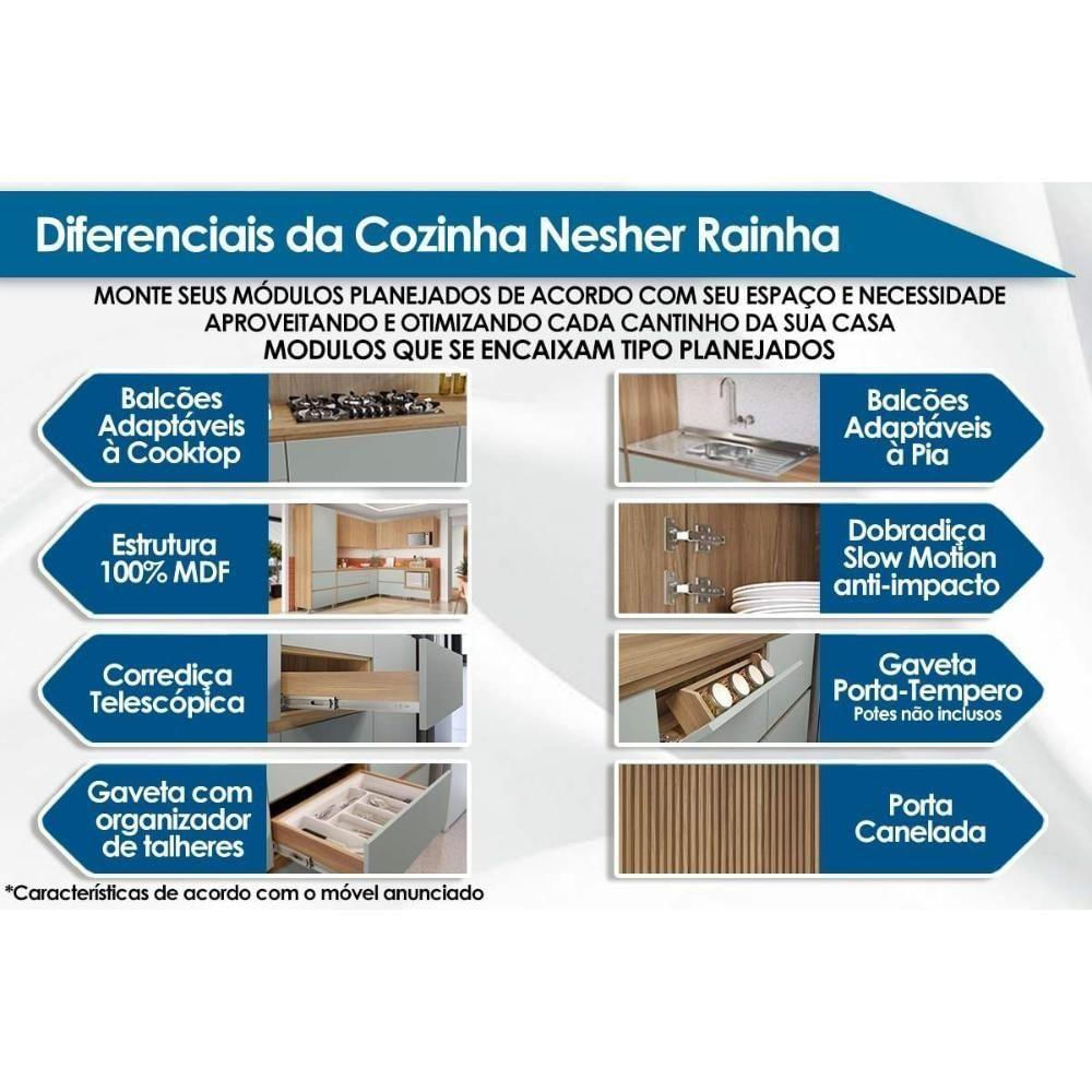 Gabinete de Cozinha Modulado Balcão c/ Tampo Rainha c/ 1 Porta 40cm Branca/Nature - Nesher