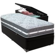 Cama Box Baú Preto E Colchão Black Graphite Molas Ensacadas Solteiro 88x188x27 Anjos