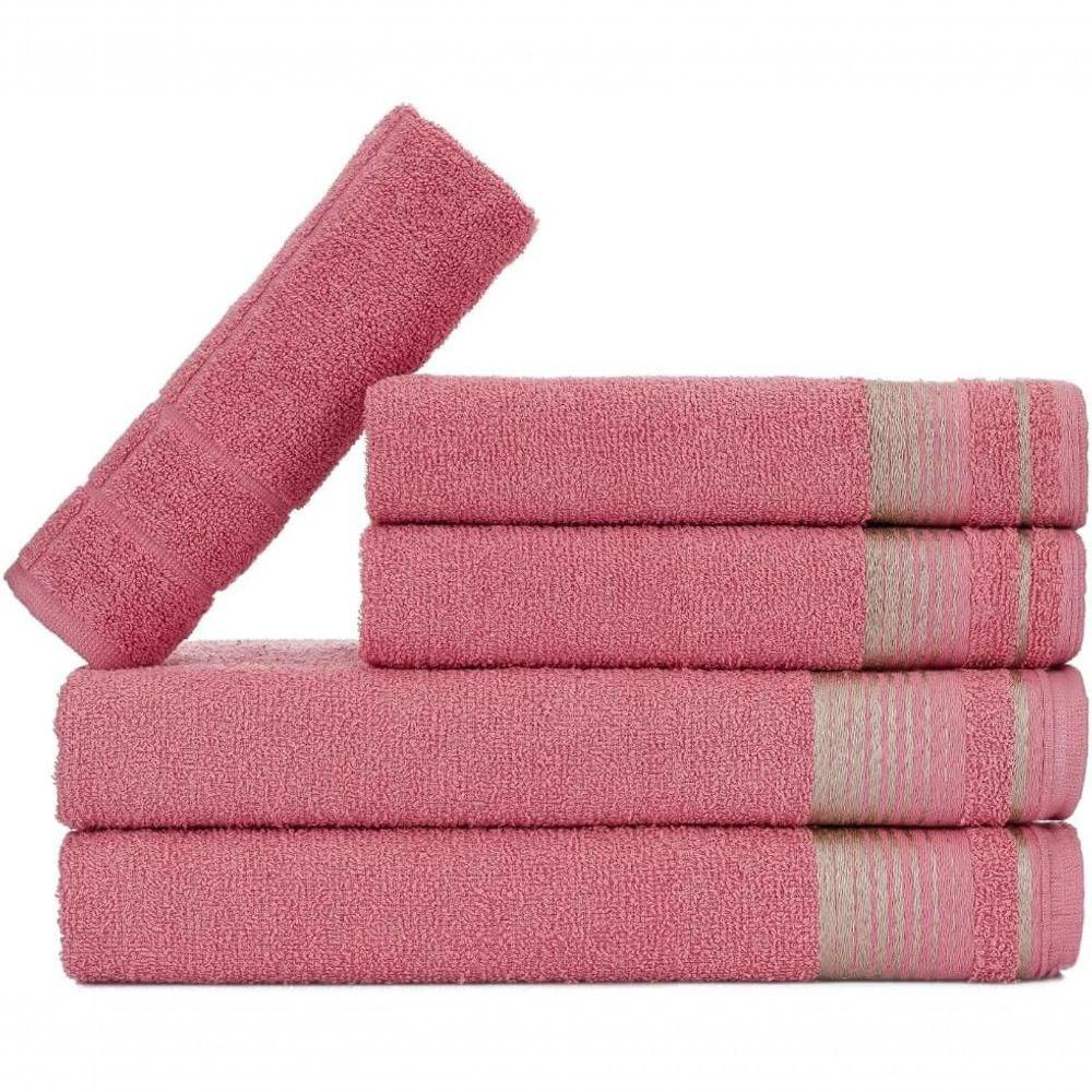 Jogo De Toalhas Luxury Soft Beka 360 G m² 2 Banho + 2 Rosto + 1 Piso Luxo Rosê