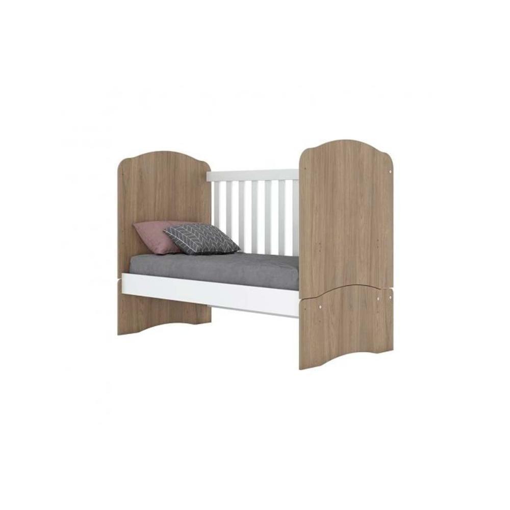 Quarto Infantil Completo Bala de Menta 2 Peças (1 Cômoda + 1 Berço) QI95 Rústico/Branco - Henn