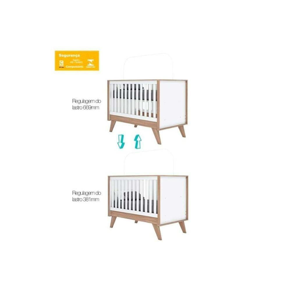 Quarto Infantil Completo Confete 2 Peças (1 Cômoda + 1 Berço) Qi65 Branco-jequitiba - Henn