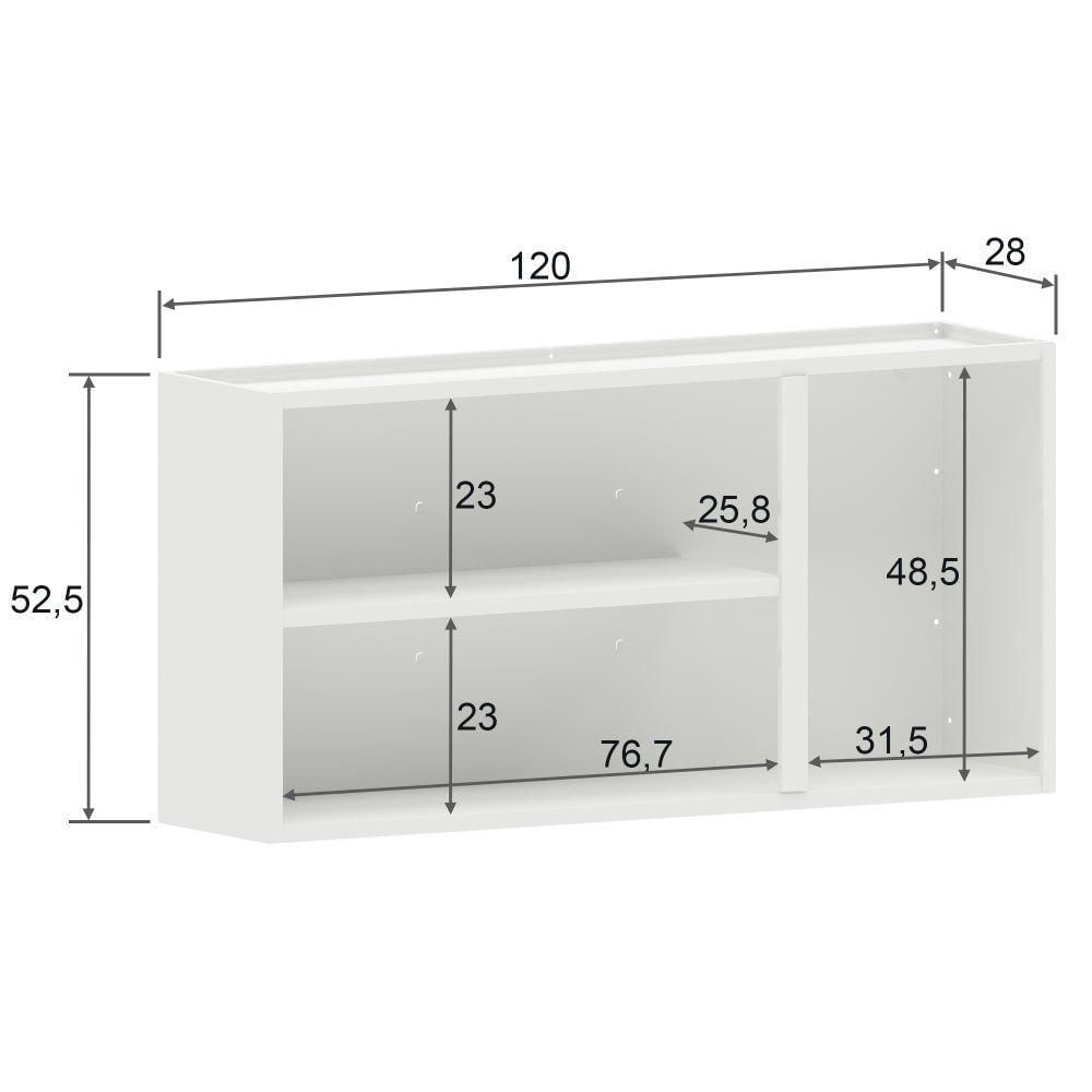 Armário Aéreo De Aço 3 Portas Vidro Origens Bertolini Areia/branco