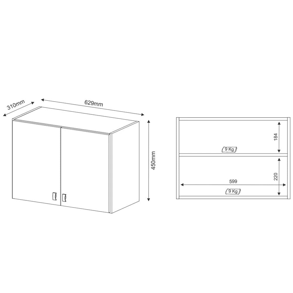 Armário Aéreo 02 Portas AM3104 Branco - Tecno Mobili