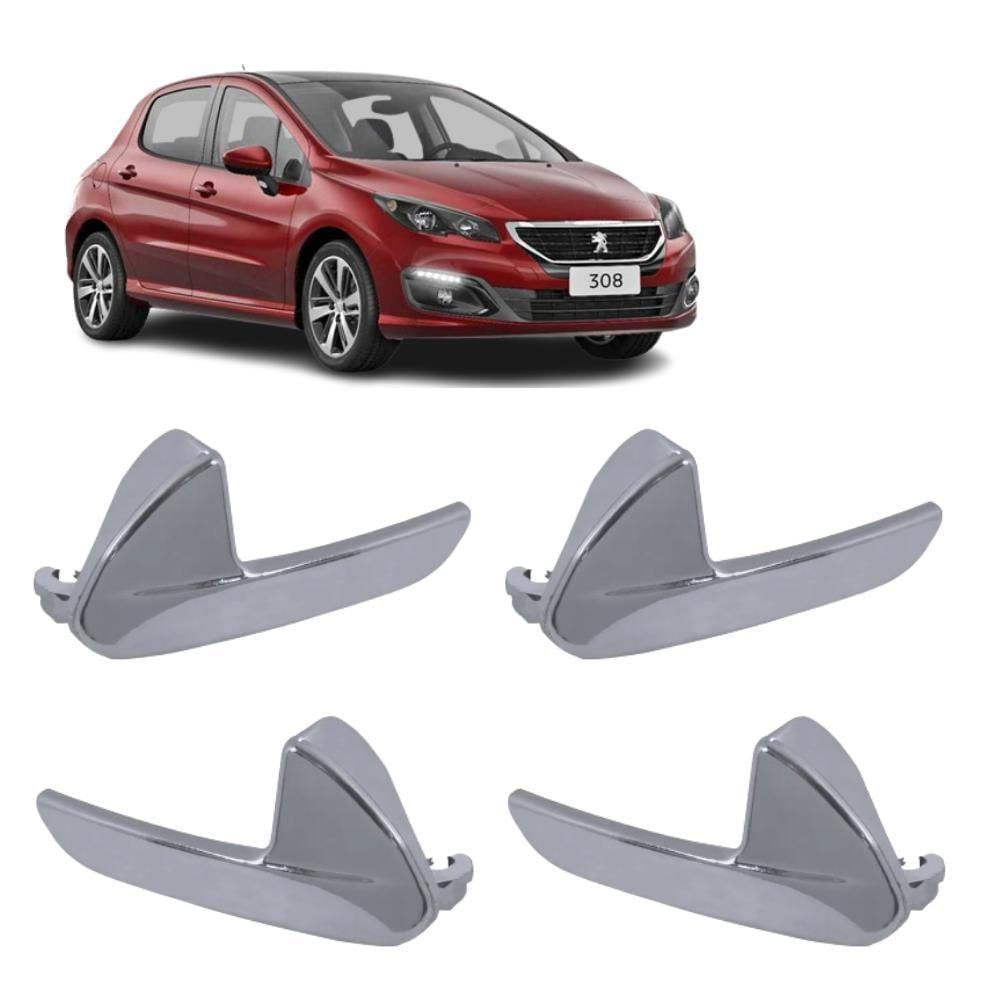 Kit 4 Maçaneta Interna Gatilho Puxador Peugeot 308 17 A 2021 - Un - 4 [f103]