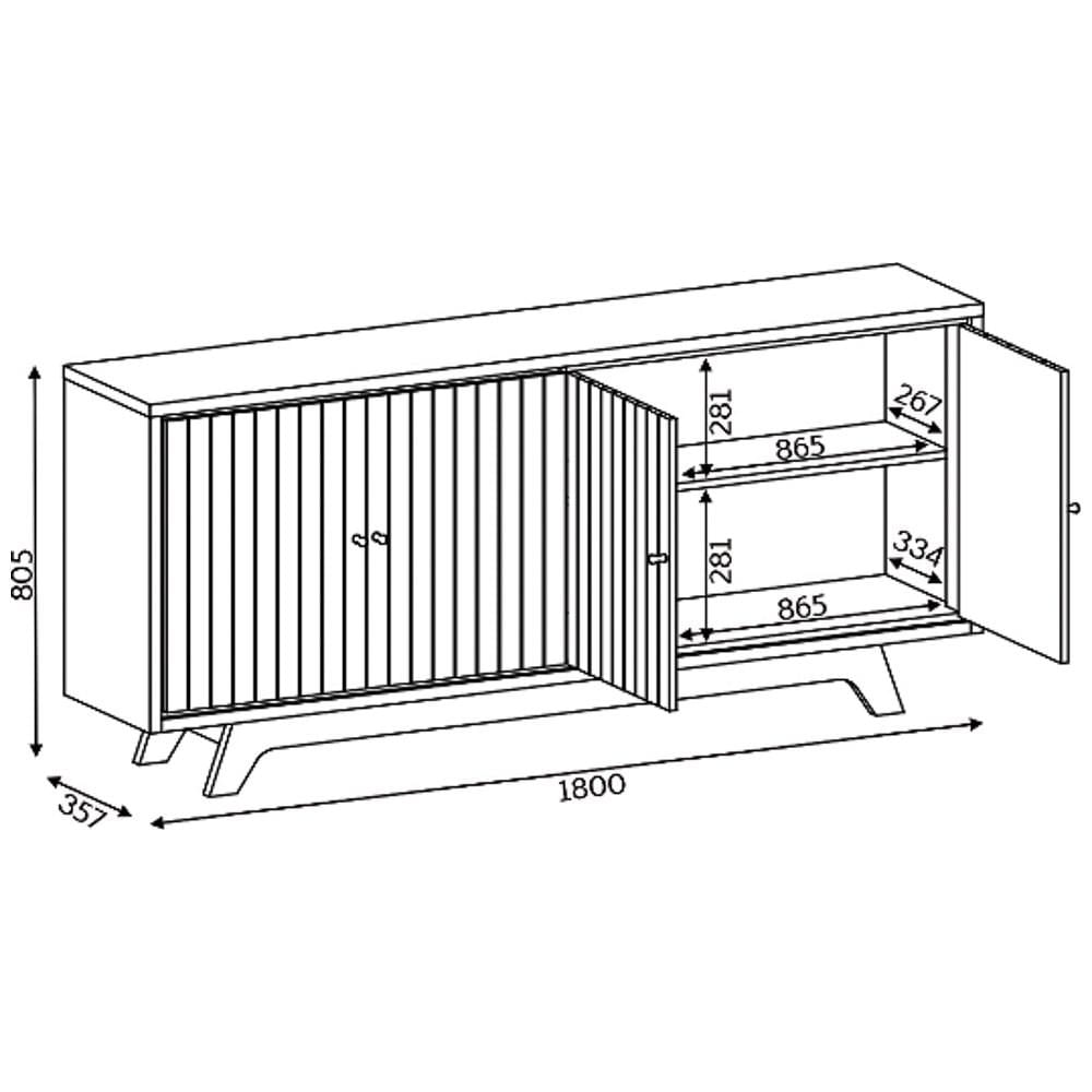 Balcão Buffet Aparador para Sala de Jantar Breeze D04 Creme - Mpozenato