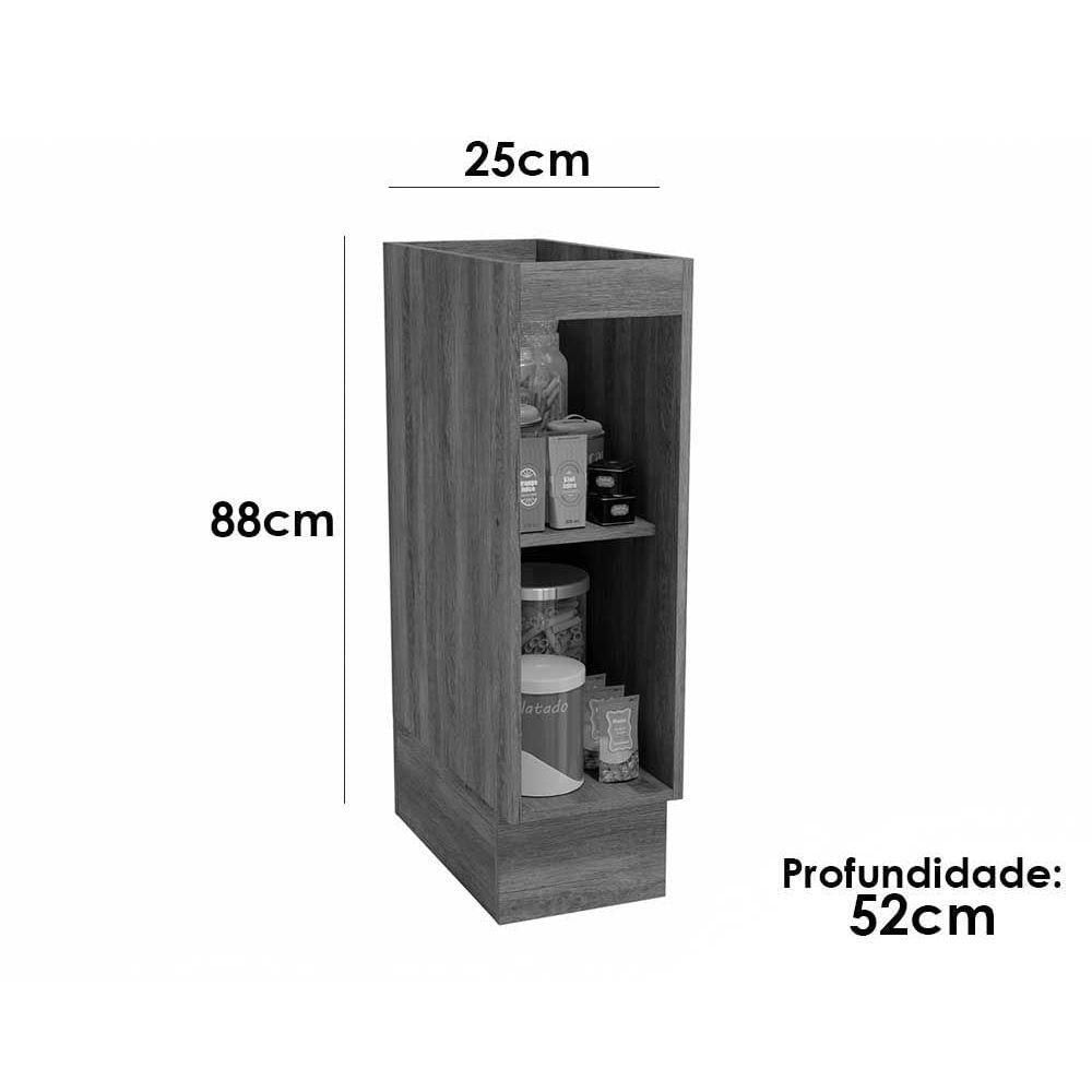 Balcão De Cozinha Modulado Maxxi G737 Porta Condimento C- 1 Porta S-tampo 25cm Canela - Kappesberg