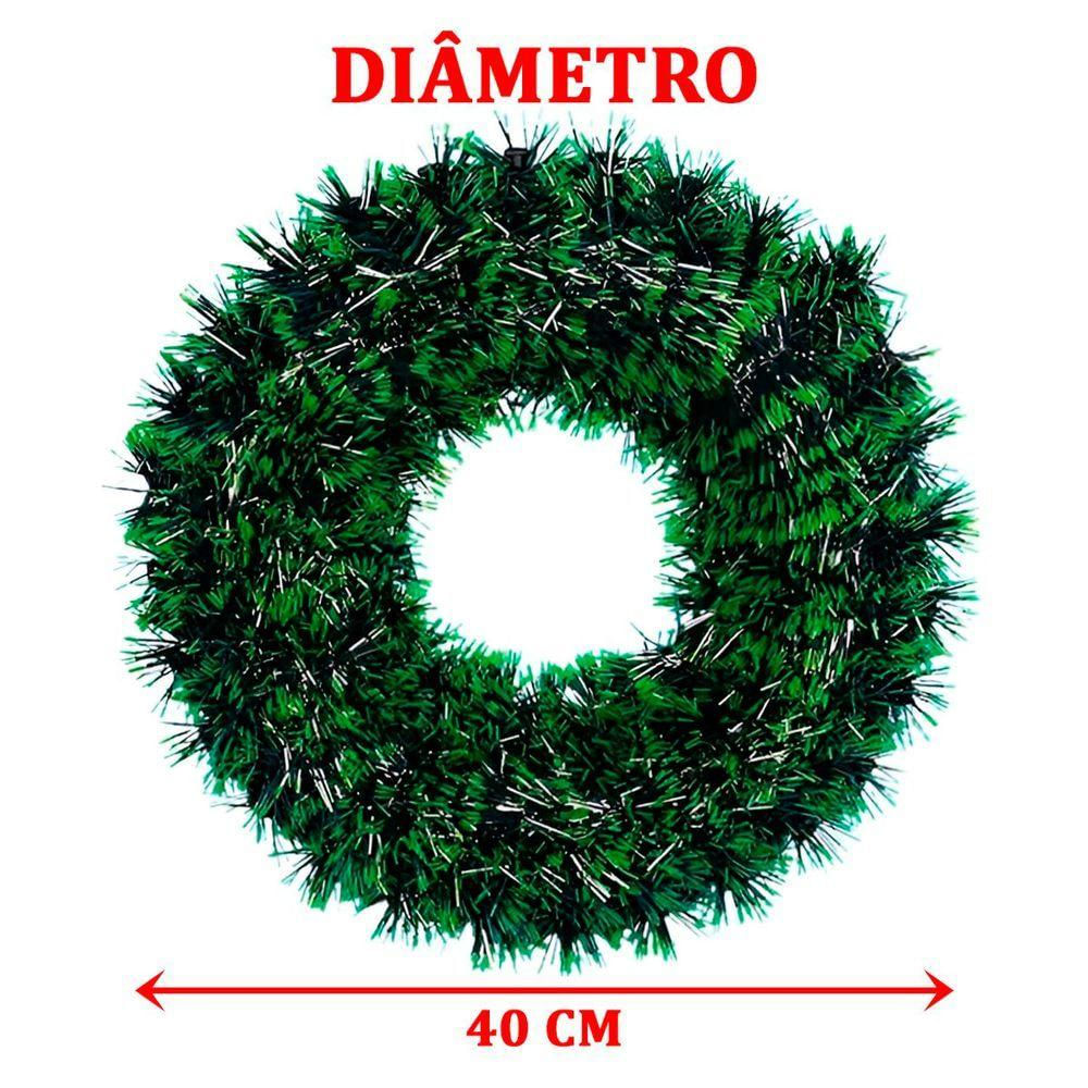 Guirlanda Pinho Artificial Liso Enfeite Natalino Verde 40cm